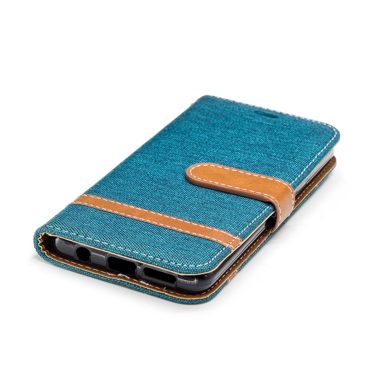Jeans Cloth Texture Leather Wallet Stand Case with Hand Strap for Samsung Galaxy S9 G960