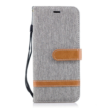 Jeans Cloth Texture Leather Wallet Stand Case with Hand Strap for Samsung Galaxy S9 G960