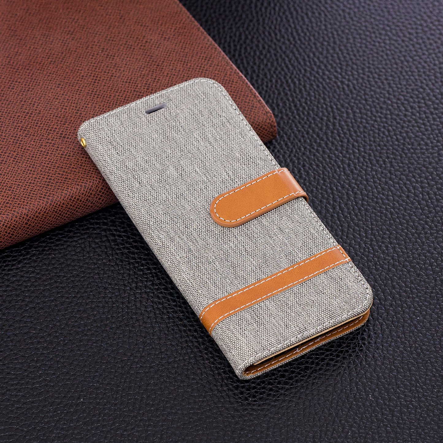 Jeans Cloth Texture Leather Wallet Stand Case with Hand Strap for Samsung Galaxy S9 G960