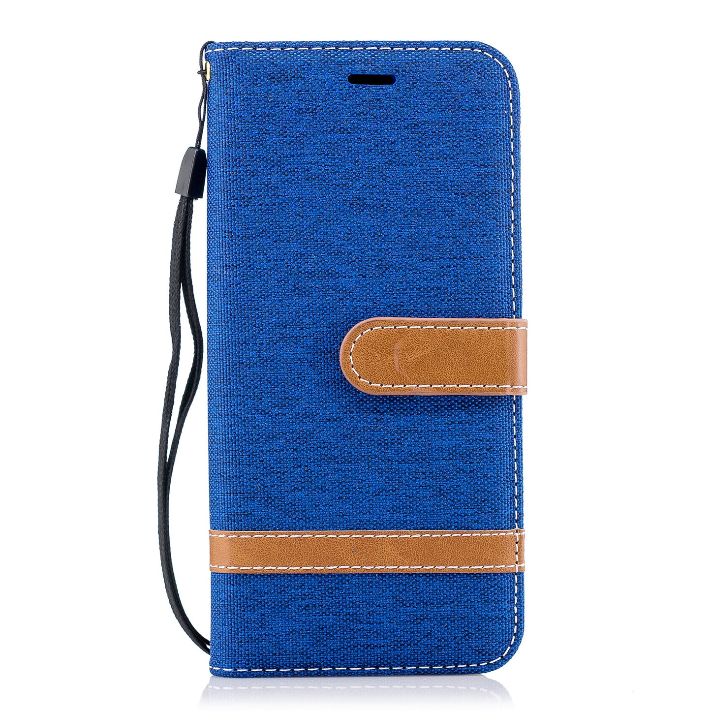 Jeans Cloth Texture Leather Wallet Stand Case with Hand Strap for Samsung Galaxy S9 G960