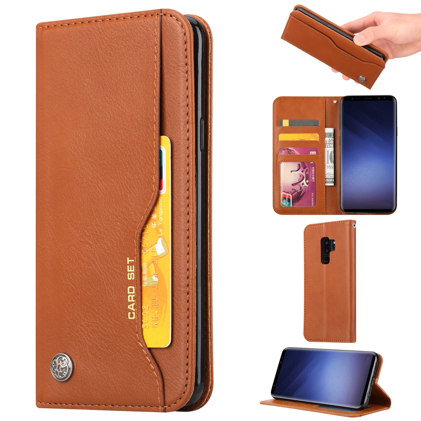 For Samsung Galaxy S9+ G965 PU Leather Wallet Stand Case Accessory