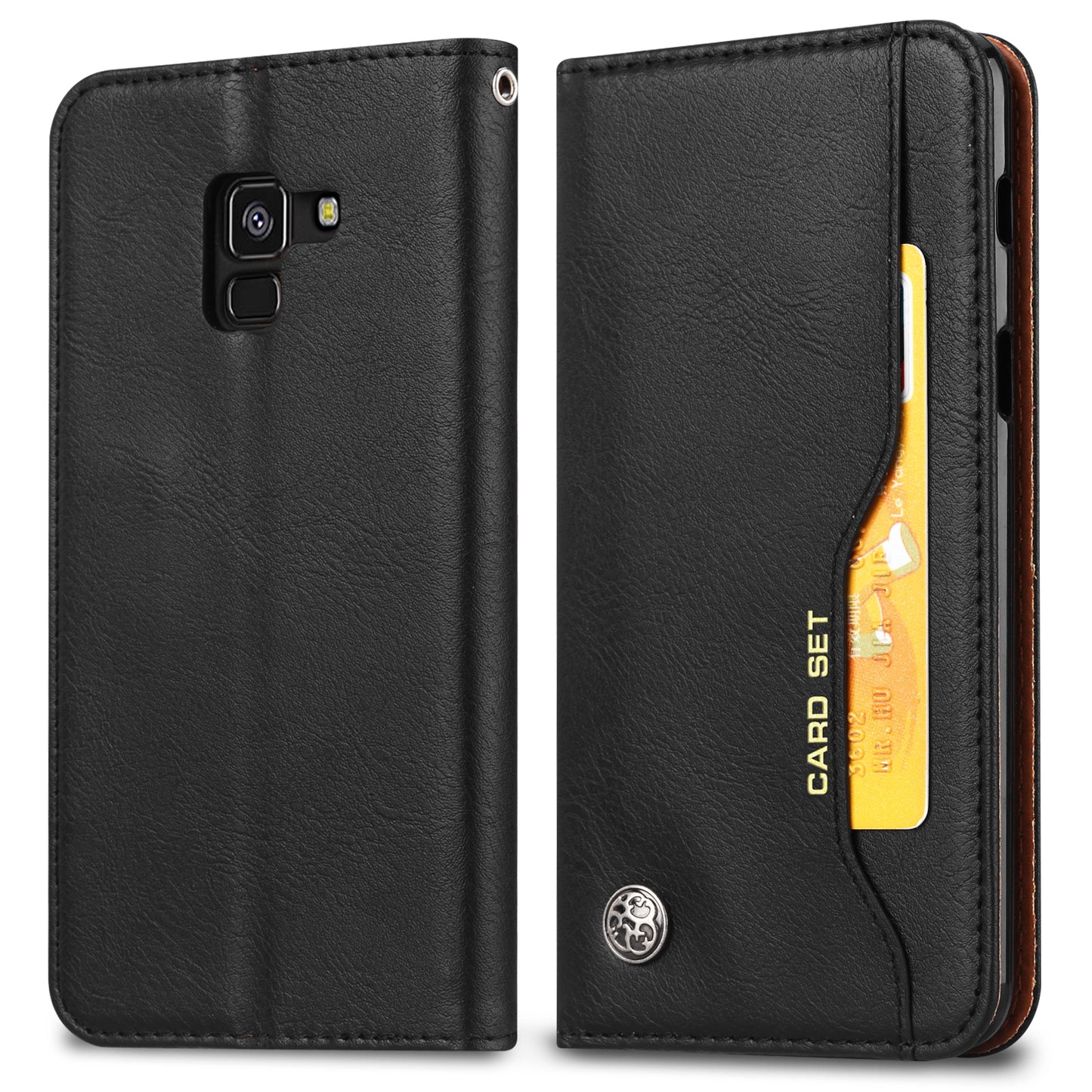 For Samsung Galaxy A8 (2018) PU Leather Wallet Stand Protective Casing