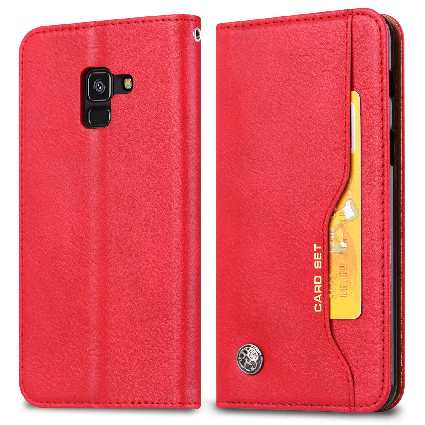 For Samsung Galaxy A8 (2018) PU Leather Wallet Stand Protective Casing