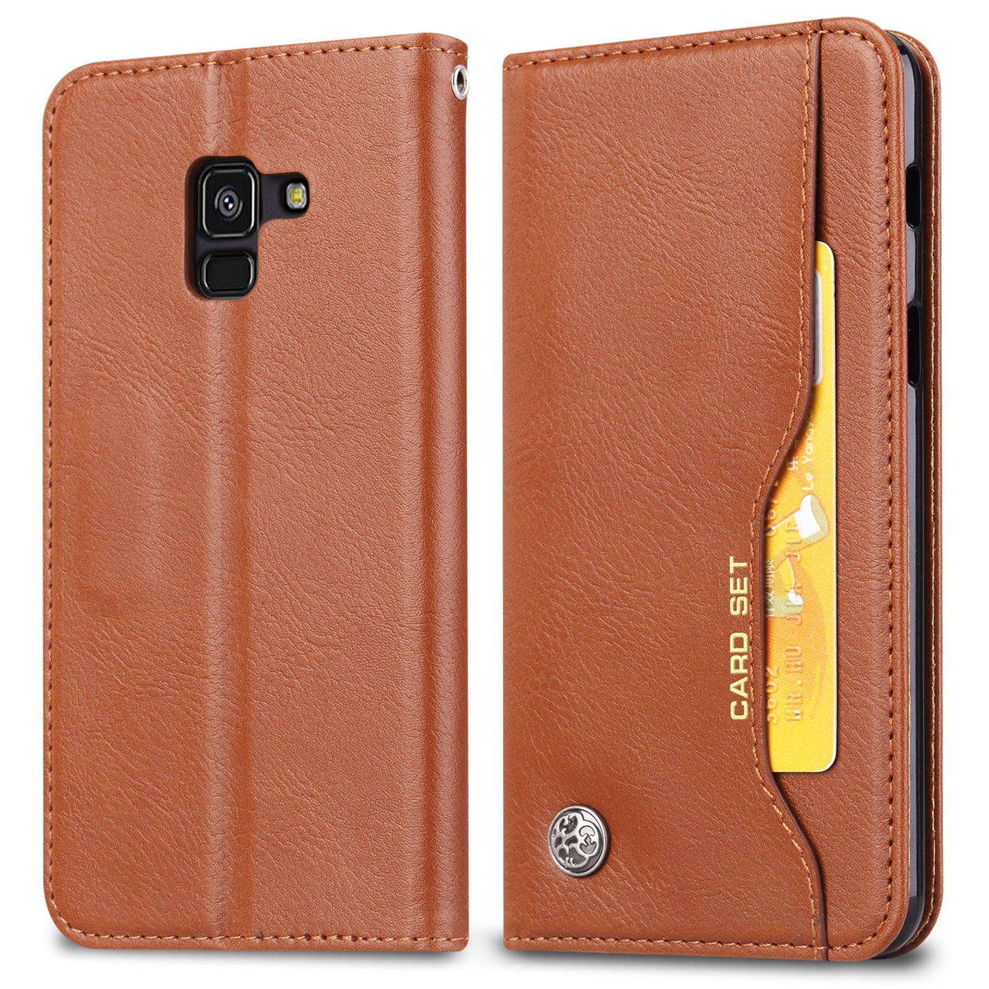 For Samsung Galaxy A8 (2018) PU Leather Wallet Stand Protective Casing