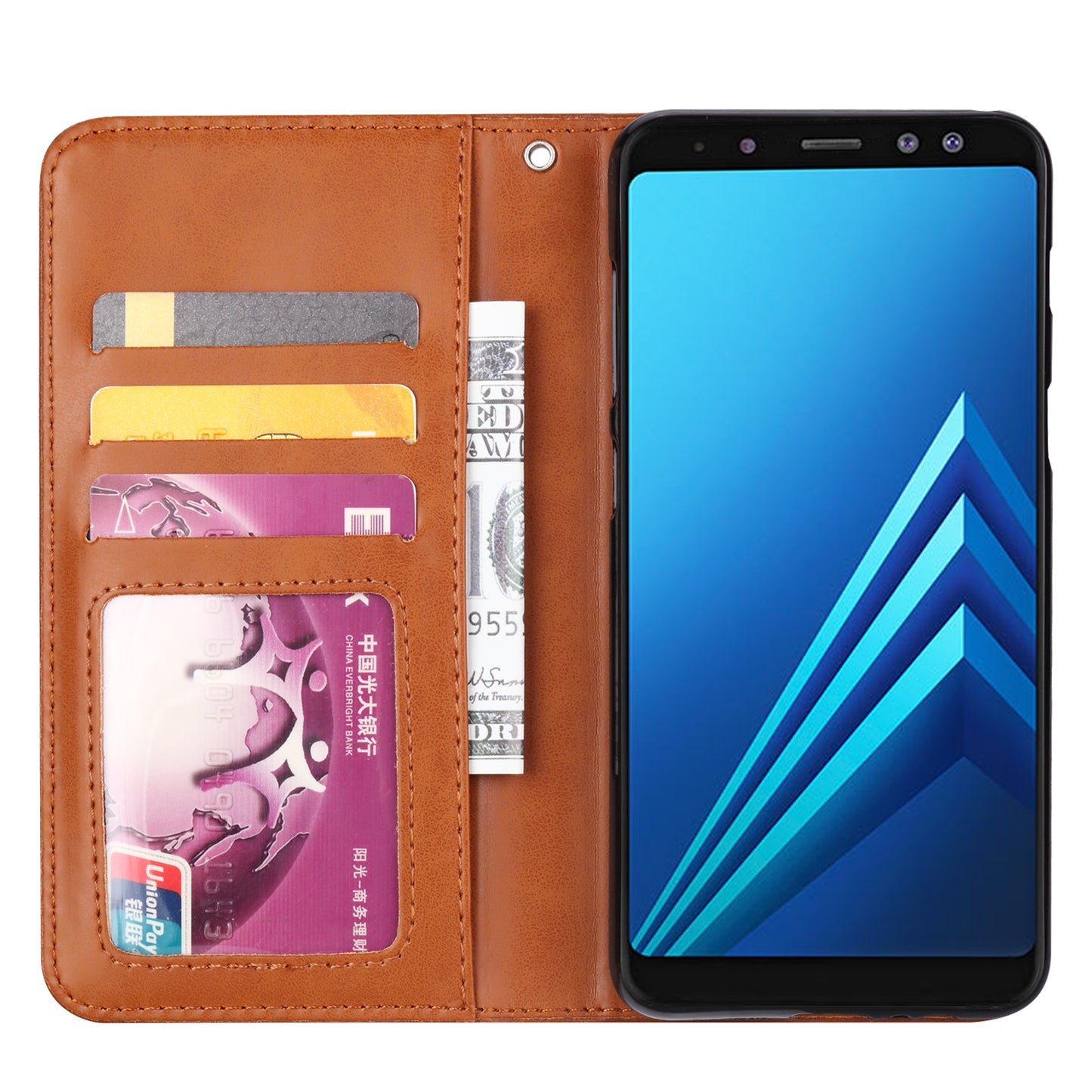 For Samsung Galaxy A8 (2018) PU Leather Wallet Stand Protective Casing