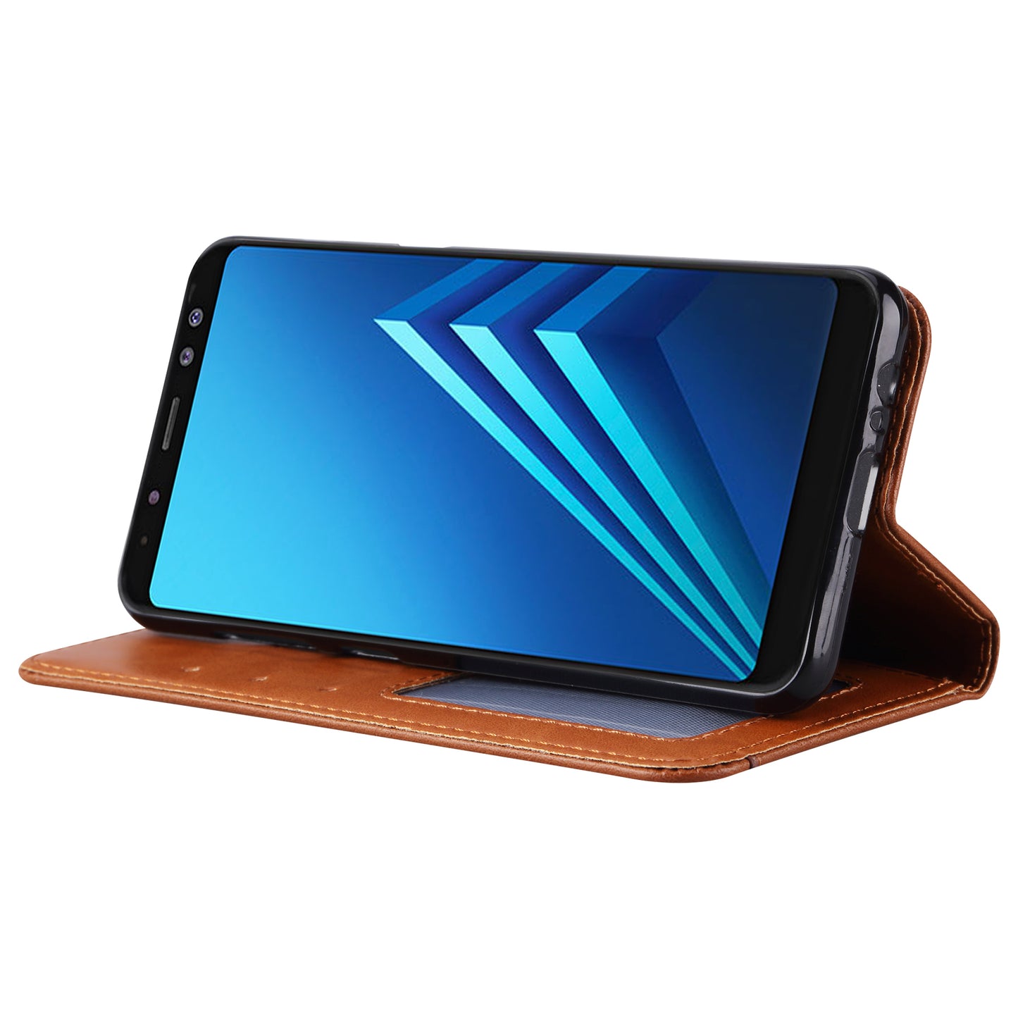 For Samsung Galaxy A8 (2018) PU Leather Wallet Stand Protective Casing
