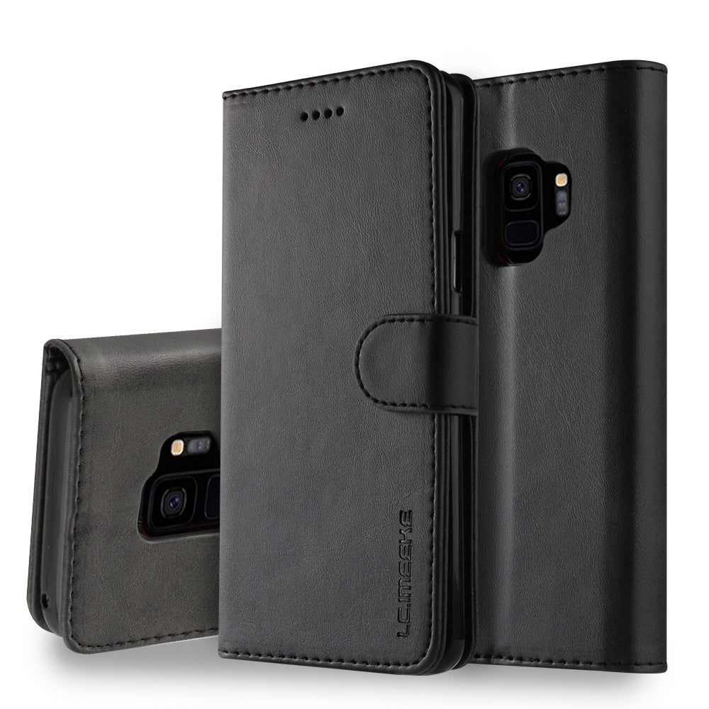 LC.IMEEKE TPU + PU Leather Case for Samsung Galaxy S9 SM-G960 with Wallet and Adjustable Stand Design