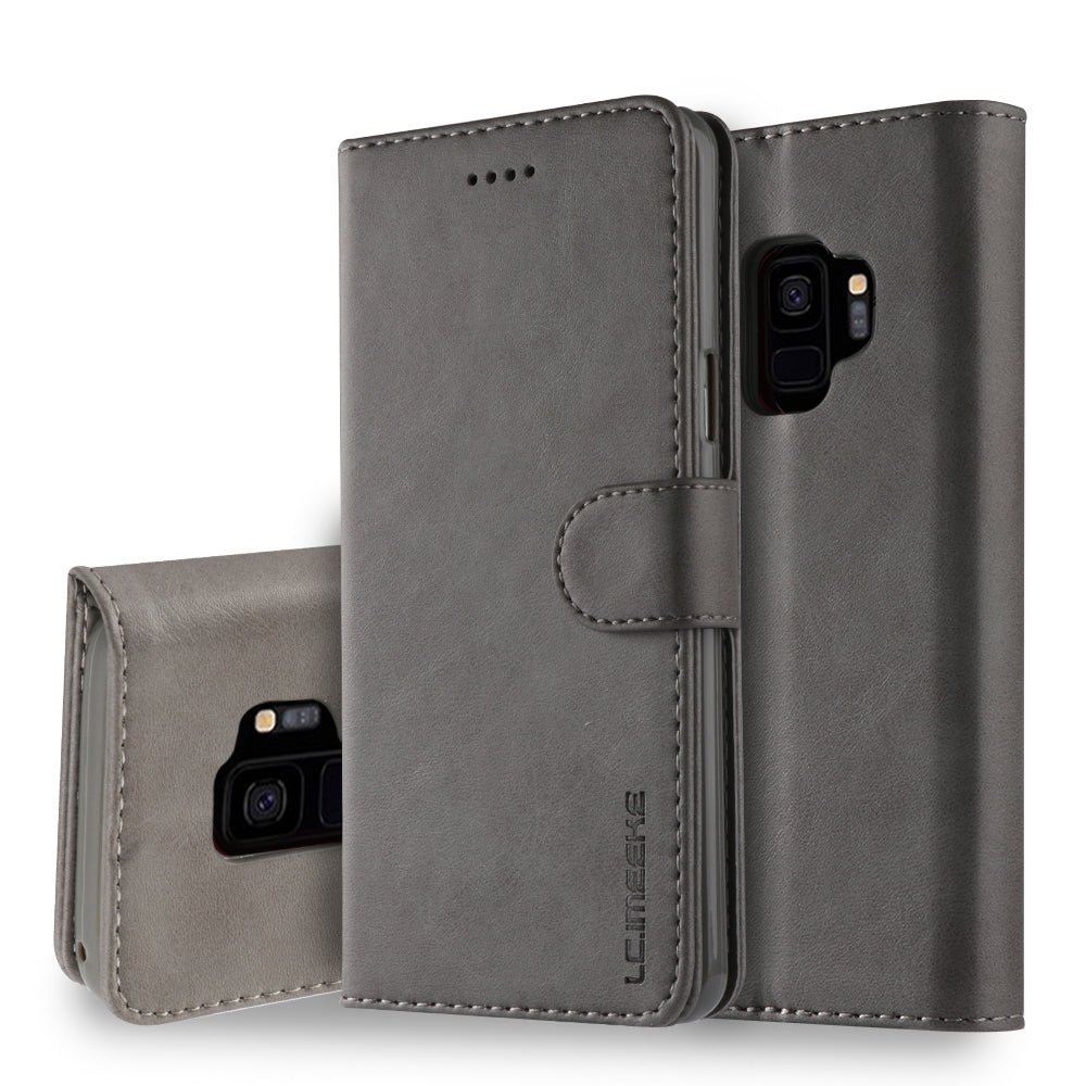 LC.IMEEKE TPU + PU Leather Case for Samsung Galaxy S9 SM-G960 with Wallet and Adjustable Stand Design
