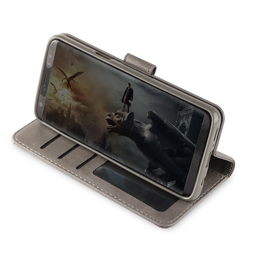LC.IMEEKE TPU + PU Leather Case for Samsung Galaxy S9 SM-G960 with Wallet and Adjustable Stand Design
