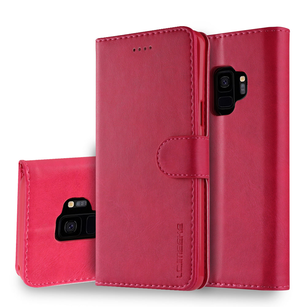 LC.IMEEKE TPU + PU Leather Case for Samsung Galaxy S9 SM-G960 with Wallet and Adjustable Stand Design