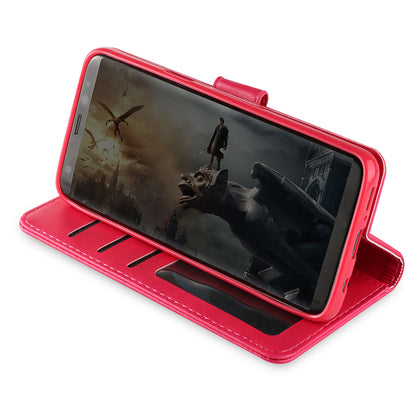LC.IMEEKE TPU + PU Leather Case for Samsung Galaxy S9 SM-G960 with Wallet and Adjustable Stand Design