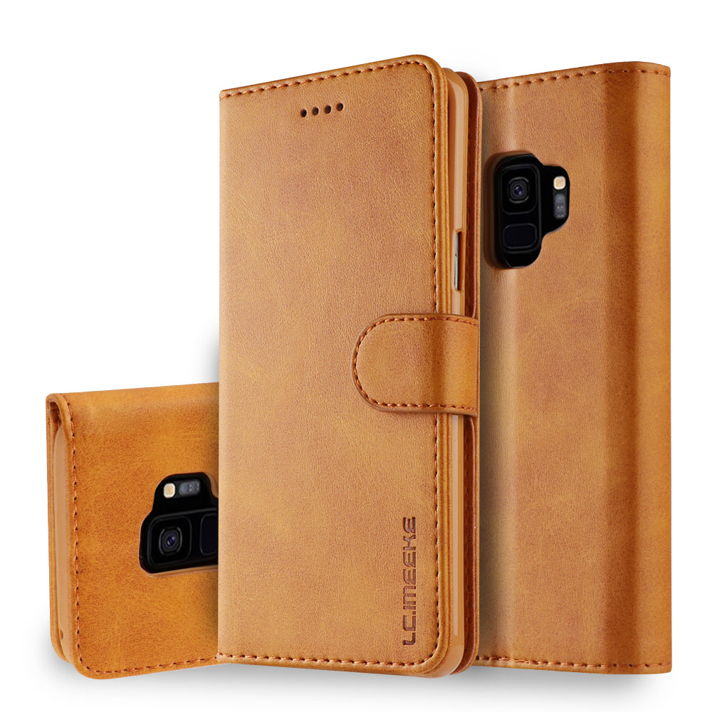 LC.IMEEKE TPU + PU Leather Case for Samsung Galaxy S9 SM-G960 with Wallet and Adjustable Stand Design