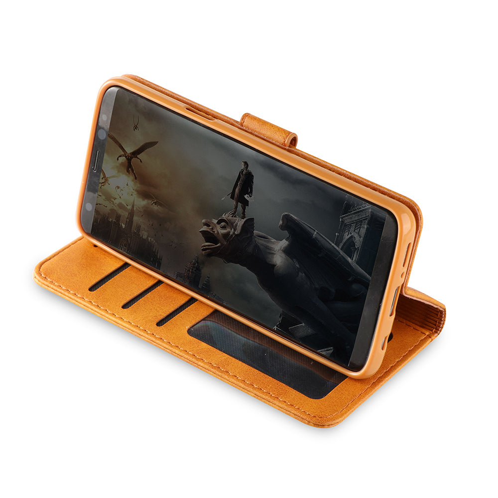 LC.IMEEKE TPU + PU Leather Case for Samsung Galaxy S9 SM-G960 with Wallet and Adjustable Stand Design