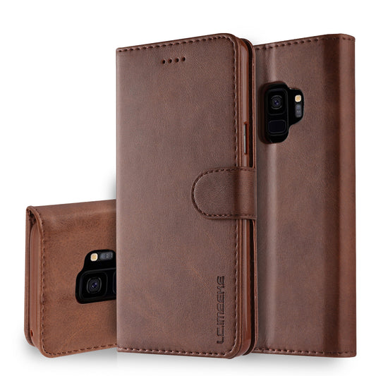 LC.IMEEKE TPU + PU Leather Case for Samsung Galaxy S9 SM-G960 with Wallet and Adjustable Stand Design