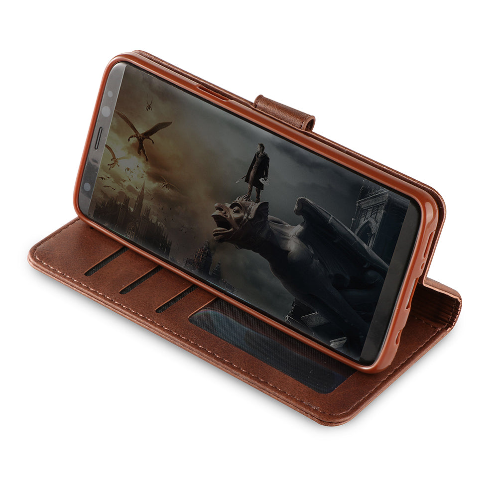 LC.IMEEKE TPU + PU Leather Case for Samsung Galaxy S9 SM-G960 with Wallet and Adjustable Stand Design