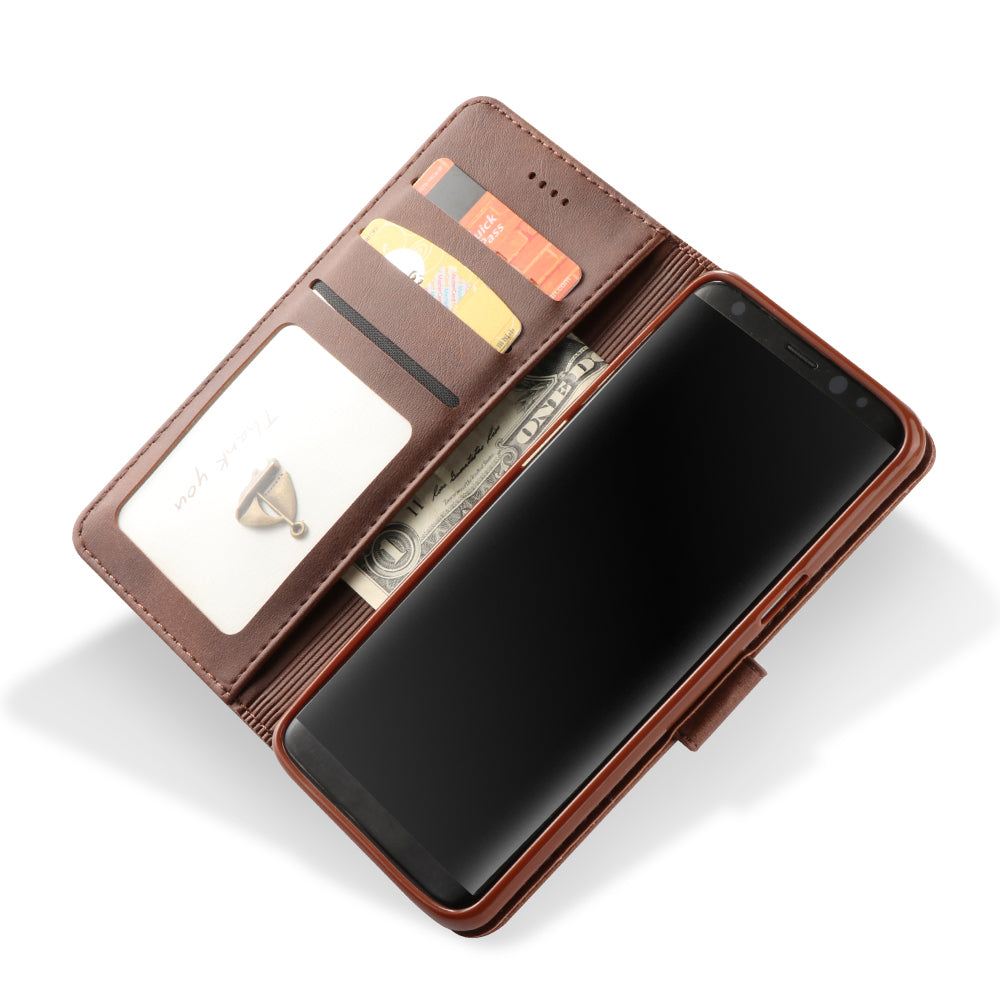 LC.IMEEKE TPU + PU Leather Case for Samsung Galaxy S9 SM-G960 with Wallet and Adjustable Stand Design