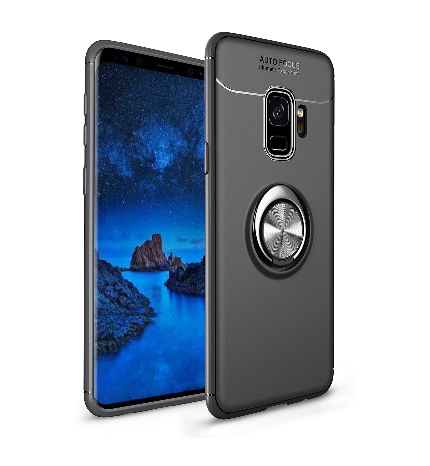 Finger Ring Kickstand TPU Back Case for Samsung Galaxy S9 SM-G960 (Built-in Metal Sheet)