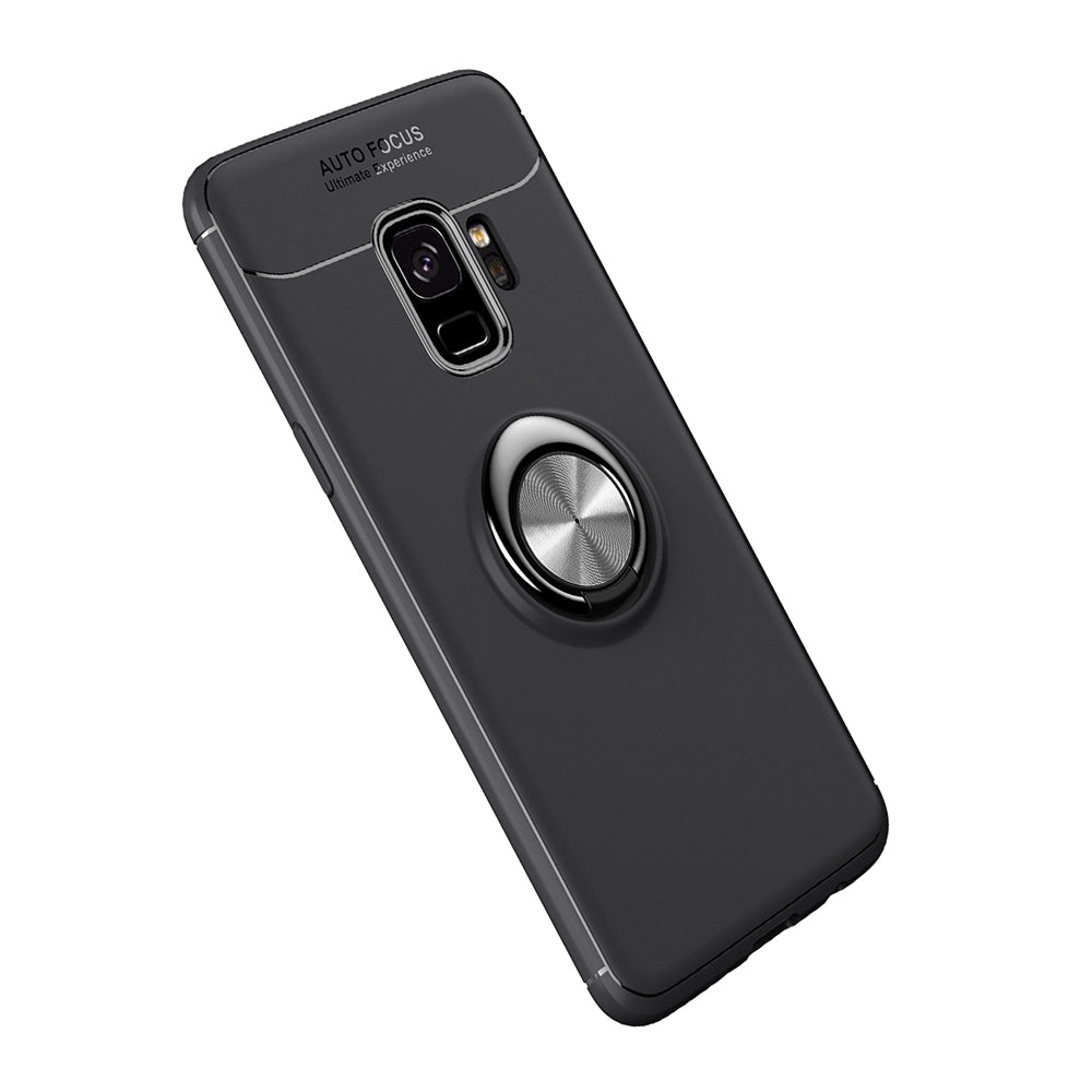 Finger Ring Kickstand TPU Back Case for Samsung Galaxy S9 SM-G960 (Built-in Metal Sheet)
