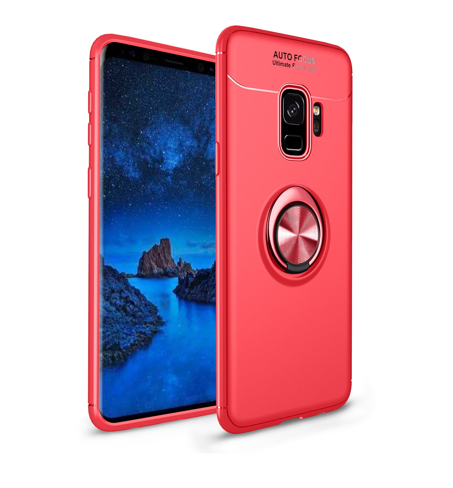 Finger Ring Kickstand TPU Back Case for Samsung Galaxy S9 SM-G960 (Built-in Metal Sheet)