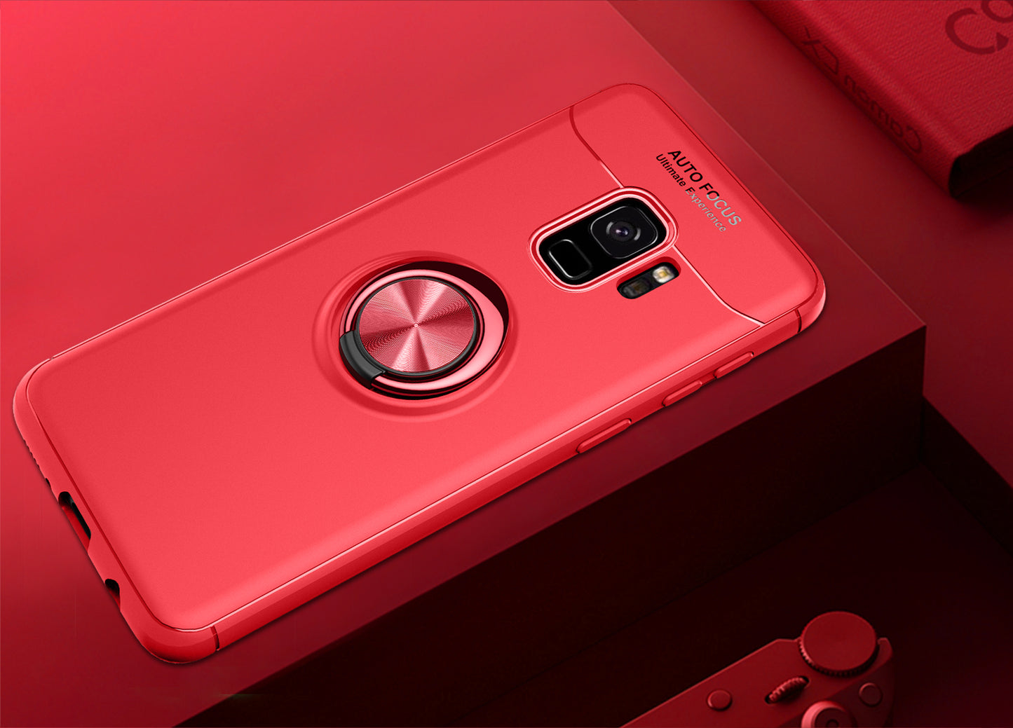 Finger Ring Kickstand TPU Back Case for Samsung Galaxy S9 SM-G960 (Built-in Metal Sheet)