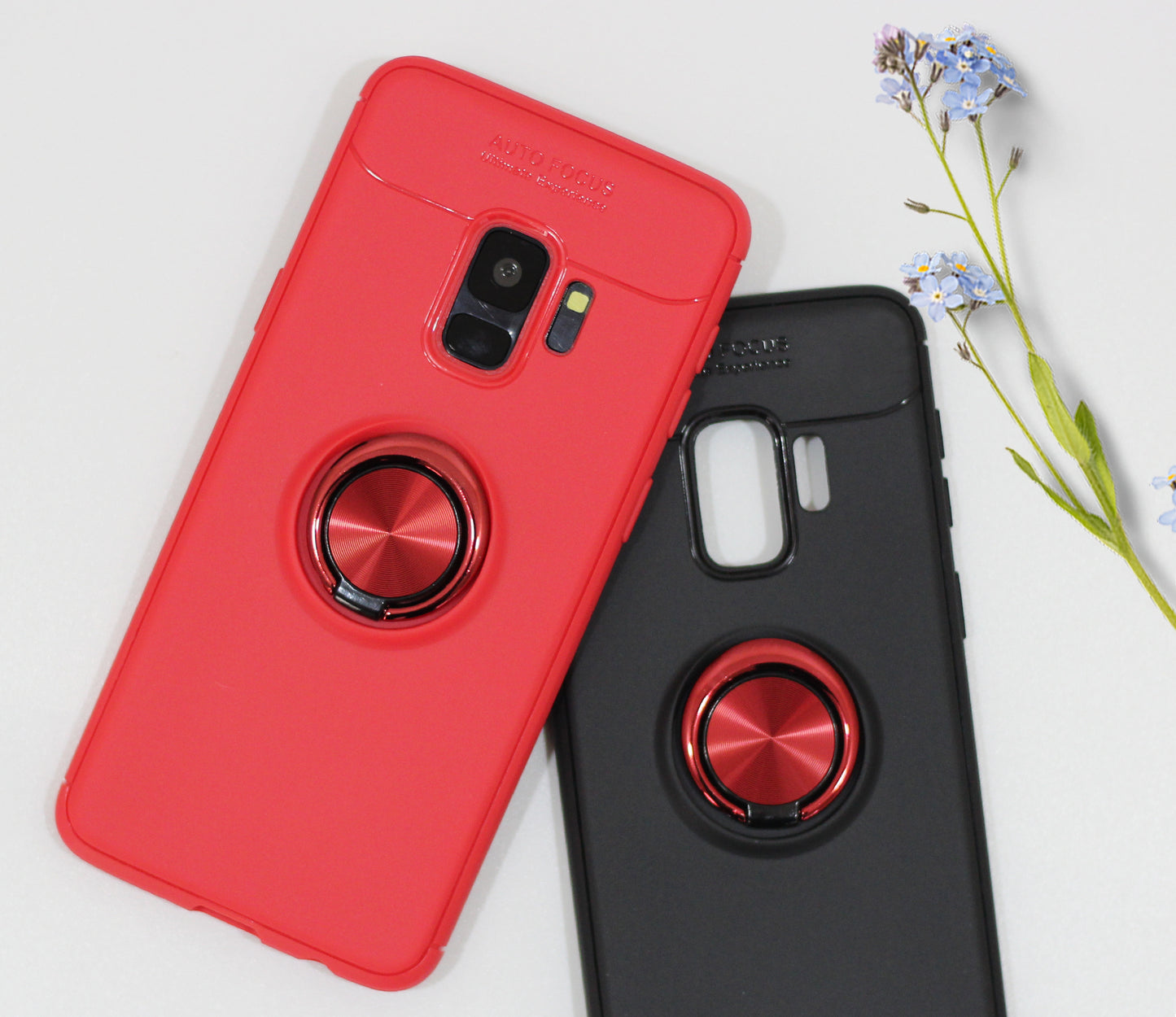 Finger Ring Kickstand TPU Back Case for Samsung Galaxy S9 SM-G960 (Built-in Metal Sheet)