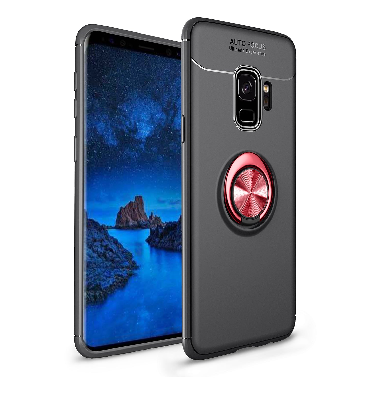 Finger Ring Kickstand TPU Back Case for Samsung Galaxy S9 SM-G960 (Built-in Metal Sheet)