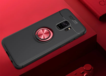 Finger Ring Kickstand TPU Back Case for Samsung Galaxy S9 SM-G960 (Built-in Metal Sheet)