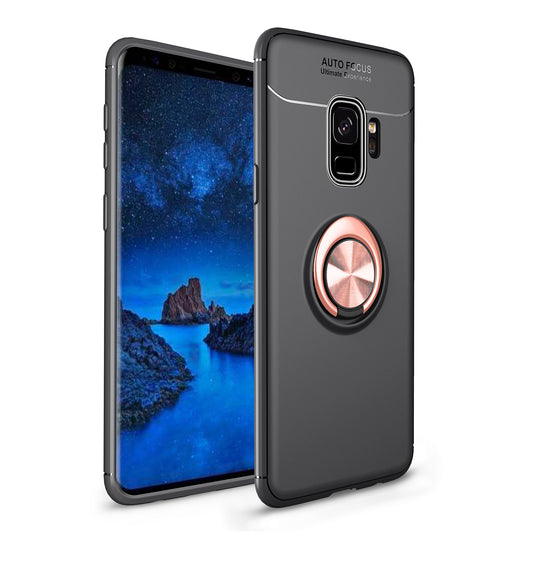 Finger Ring Kickstand TPU Back Case for Samsung Galaxy S9 SM-G960 (Built-in Metal Sheet)
