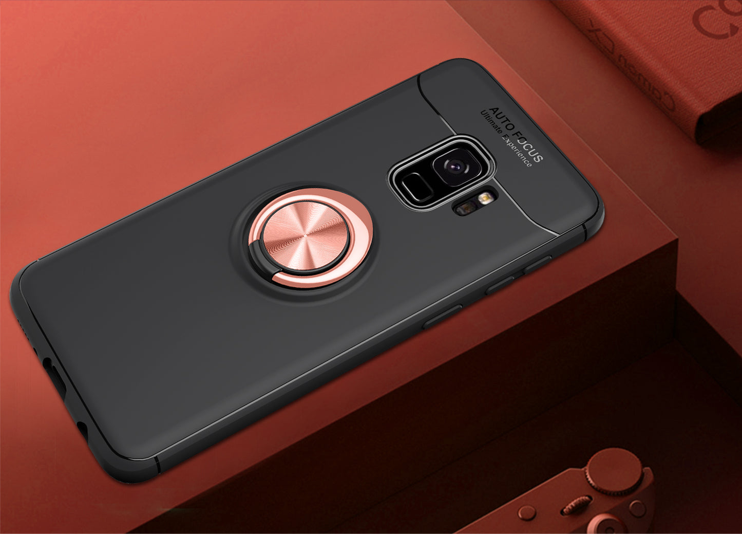 Finger Ring Kickstand TPU Back Case for Samsung Galaxy S9 SM-G960 (Built-in Metal Sheet)