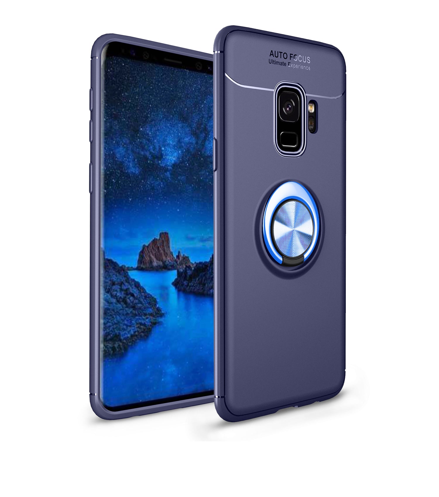 Finger Ring Kickstand TPU Back Case for Samsung Galaxy S9 SM-G960 (Built-in Metal Sheet)
