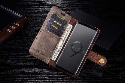 DG.MING For Samsung Galaxy S9 SM-G960 Detachable 2-in-1 Anti-scratch Split Leather Wallet Case + PC Back Case
