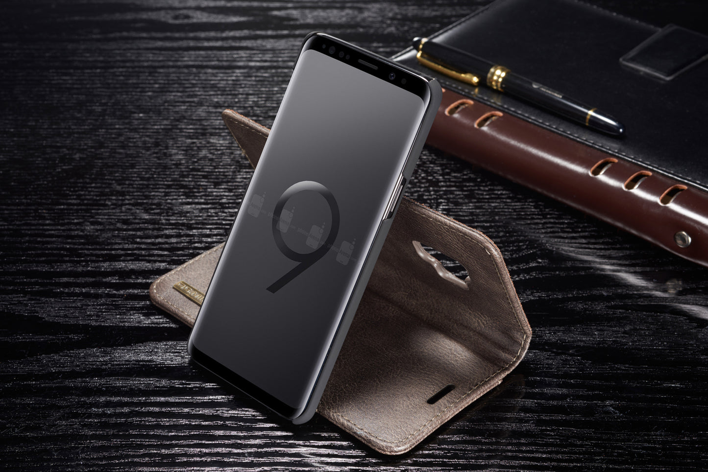 DG.MING For Samsung Galaxy S9 SM-G960 Detachable 2-in-1 Anti-scratch Split Leather Wallet Case + PC Back Case