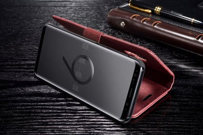 DG.MING For Samsung Galaxy S9 SM-G960 Detachable 2-in-1 Anti-scratch Split Leather Wallet Case + PC Back Case