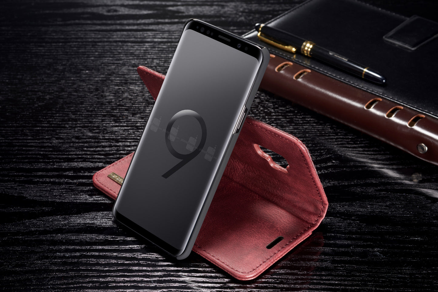 DG.MING For Samsung Galaxy S9 SM-G960 Detachable 2-in-1 Anti-scratch Split Leather Wallet Case + PC Back Case