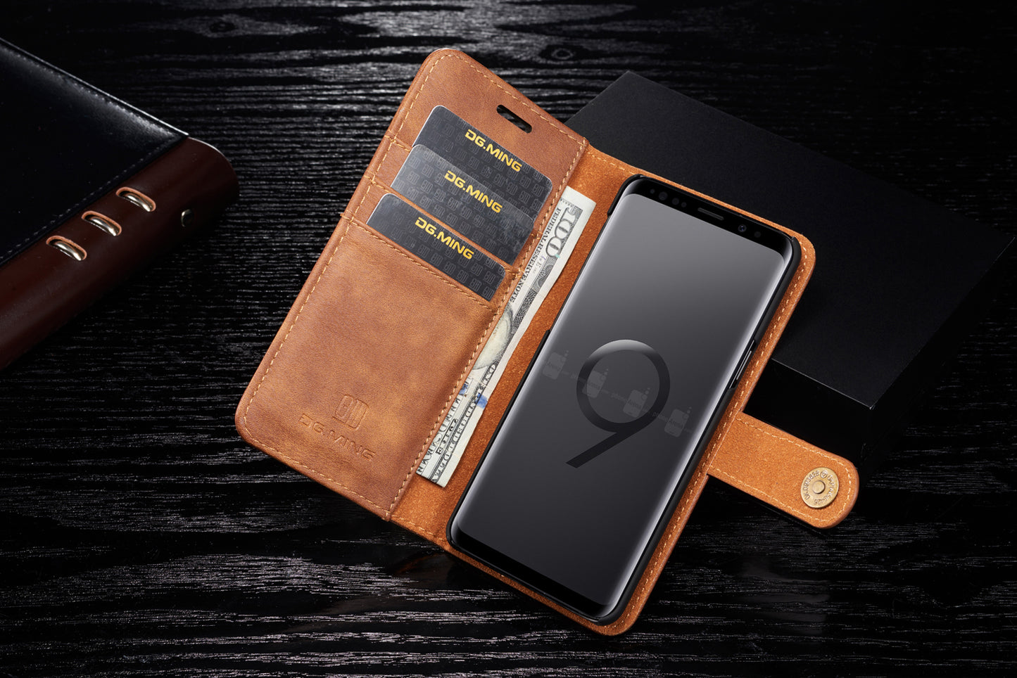 DG.MING For Samsung Galaxy S9 SM-G960 Detachable 2-in-1 Anti-scratch Split Leather Wallet Case + PC Back Case