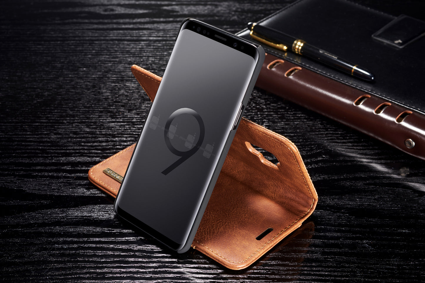 DG.MING For Samsung Galaxy S9 SM-G960 Detachable 2-in-1 Anti-scratch Split Leather Wallet Case + PC Back Case
