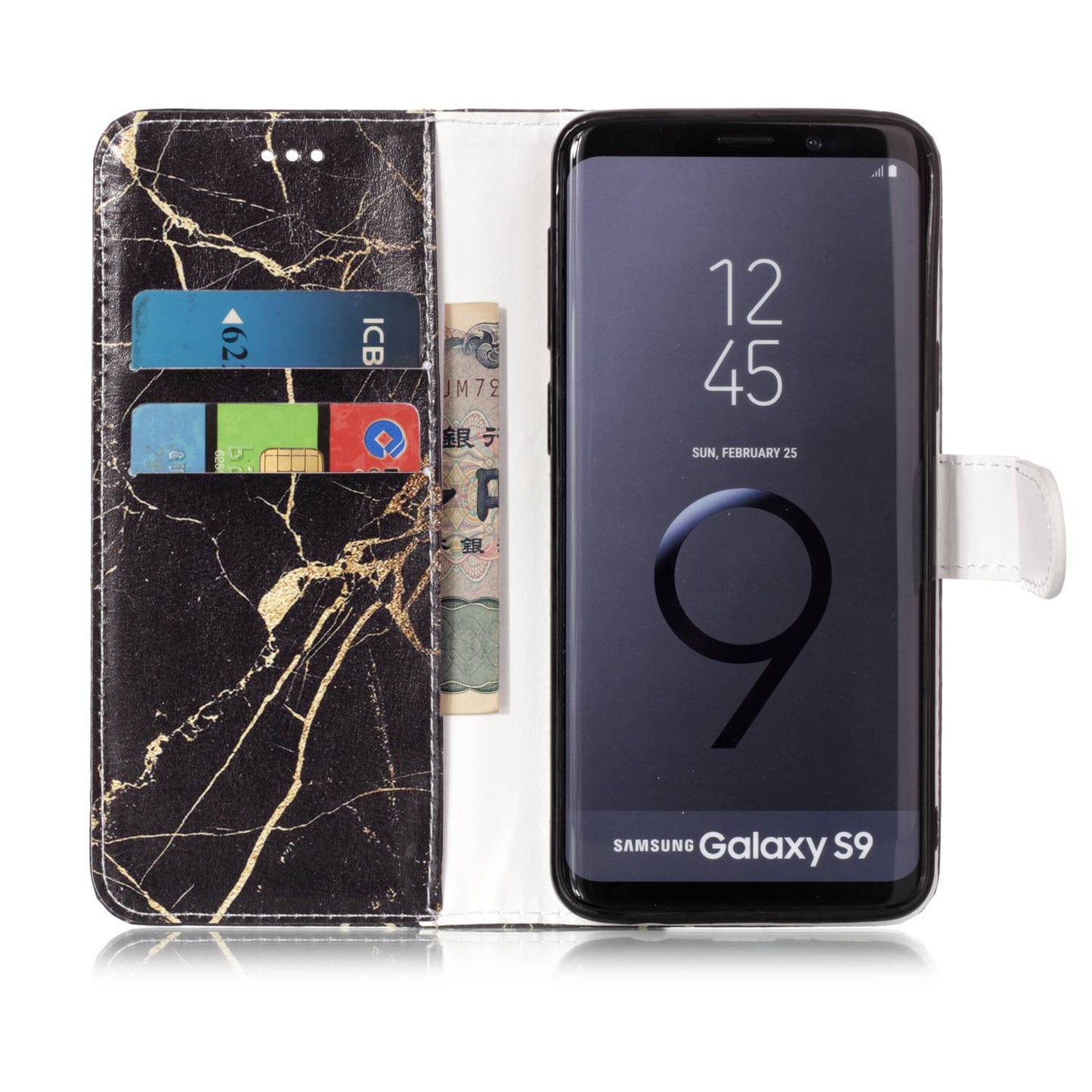 Patterned PU Leather Wallet Stand Phone Casing for Samsung Galaxy S9 G960