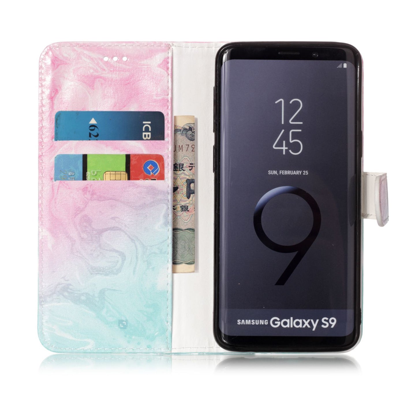 Patterned PU Leather Wallet Stand Phone Casing for Samsung Galaxy S9 G960