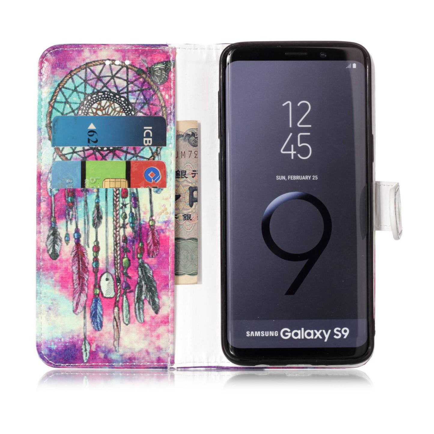 Patterned PU Leather Wallet Stand Phone Casing for Samsung Galaxy S9 G960