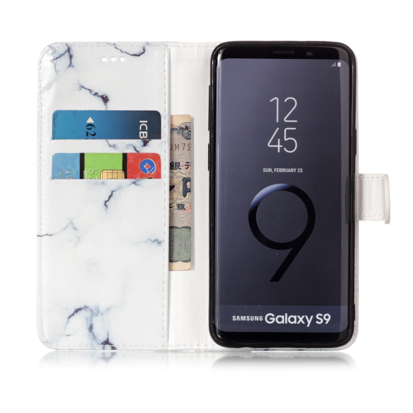 Patterned PU Leather Wallet Stand Phone Casing for Samsung Galaxy S9 G960