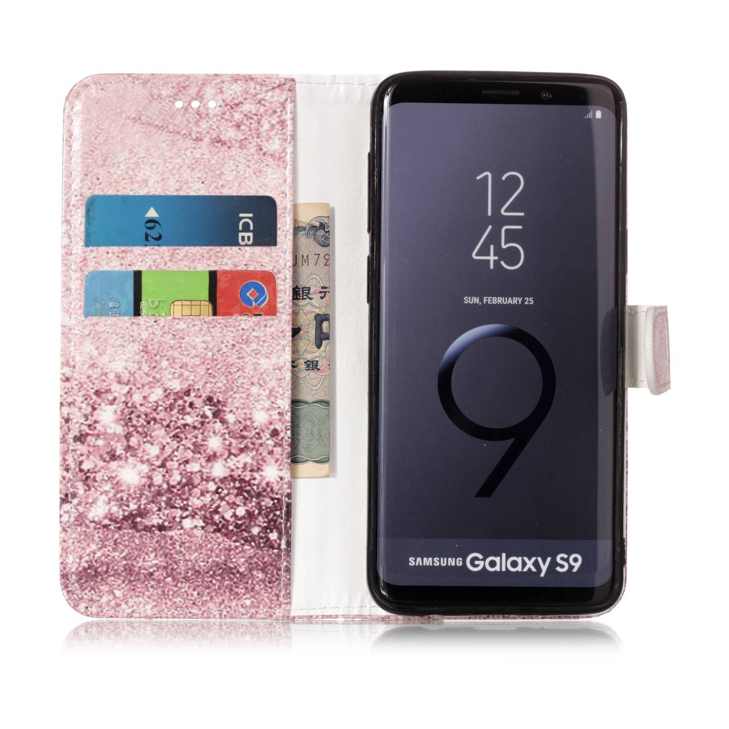 Patterned PU Leather Wallet Stand Phone Casing for Samsung Galaxy S9 G960