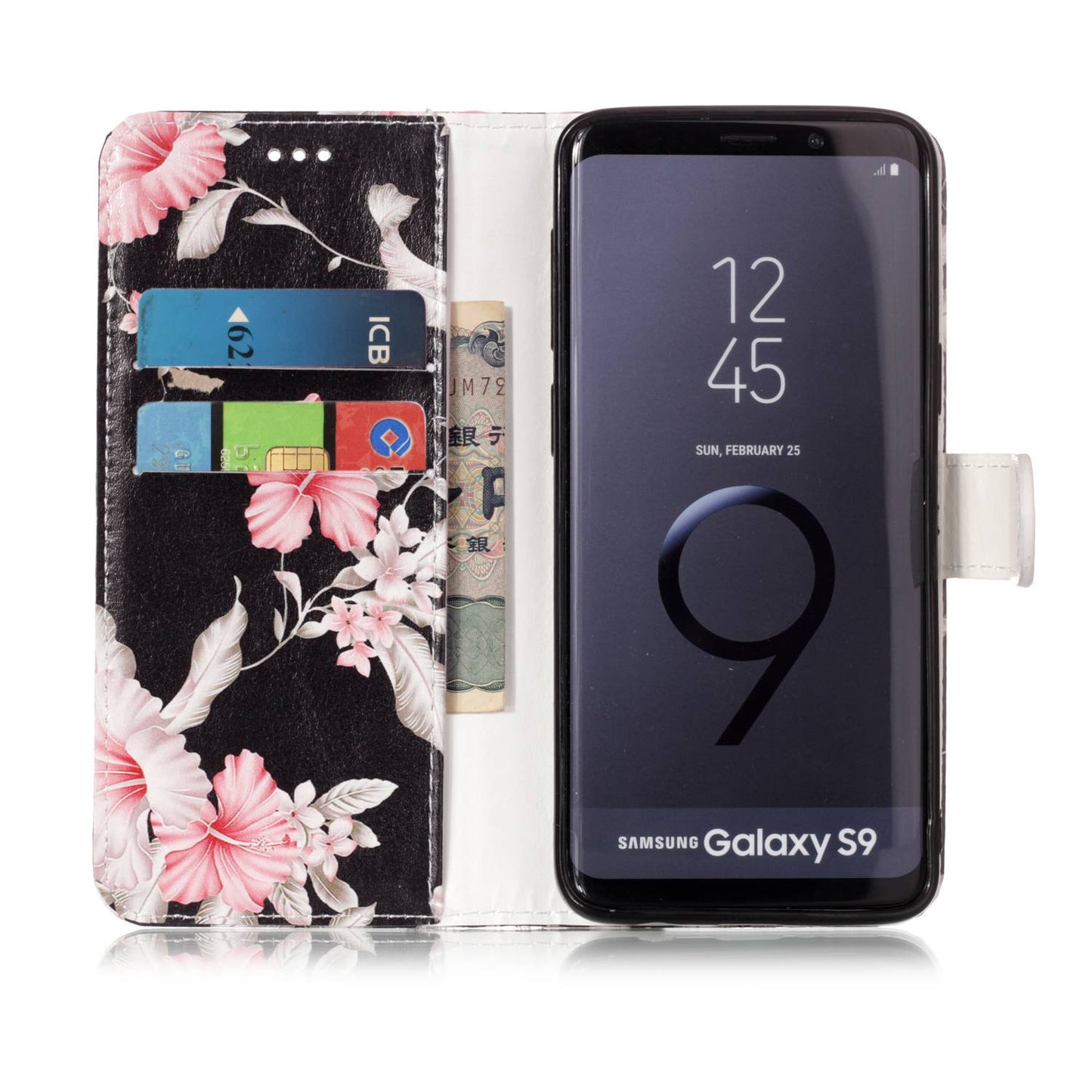 Patterned PU Leather Wallet Stand Phone Casing for Samsung Galaxy S9 G960