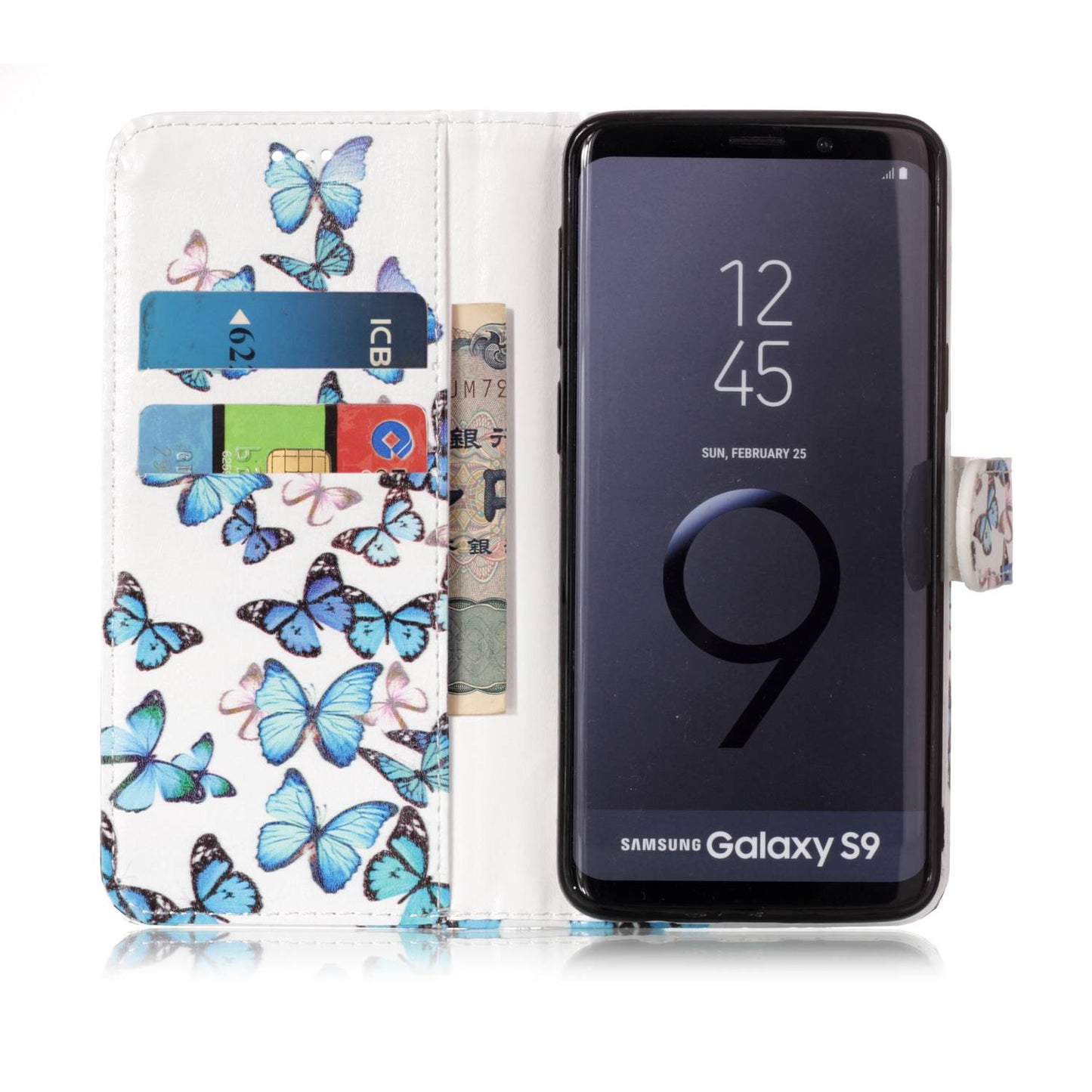 Patterned PU Leather Wallet Stand Phone Casing for Samsung Galaxy S9 G960