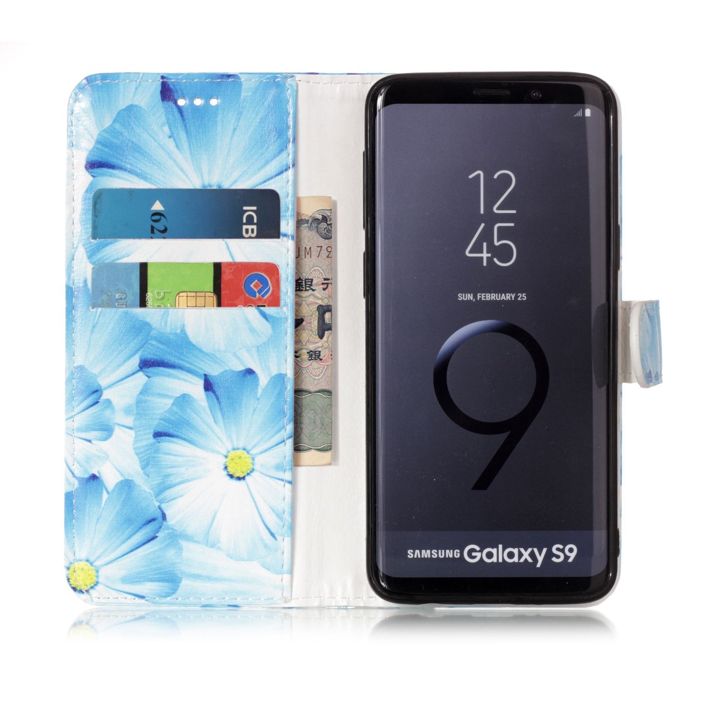Patterned PU Leather Wallet Stand Phone Casing for Samsung Galaxy S9 G960