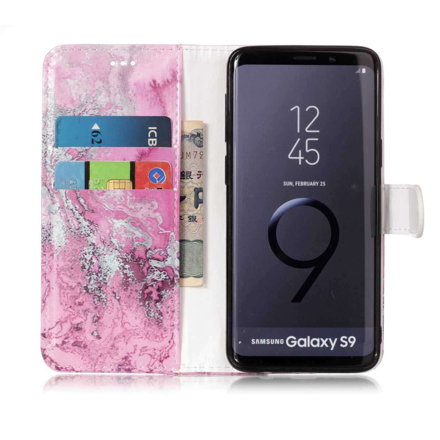 Patterned PU Leather Wallet Stand Phone Casing for Samsung Galaxy S9 G960