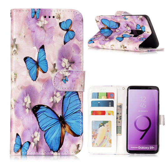 Pattern Printing Rubberized Wallet Leather Case for Samsung Galaxy S9+ G965