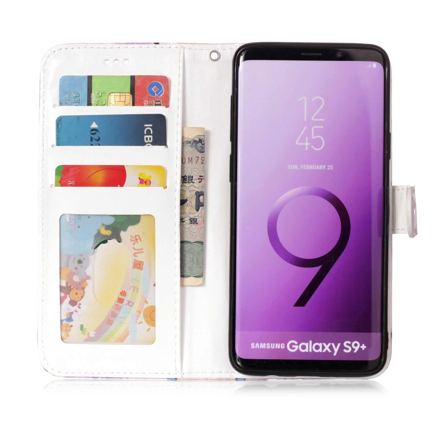 Pattern Printing Rubberized Wallet Leather Case for Samsung Galaxy S9+ G965