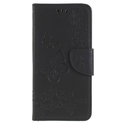 Imprinted Butterfly Flowers Wallet Stand Leather Case for Samsung Galaxy A8 (2018)
