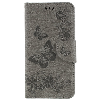 Imprinted Butterfly Flowers Wallet Stand Leather Case for Samsung Galaxy A8 (2018)