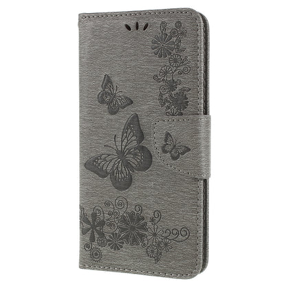Imprinted Butterfly Flowers Wallet Stand Leather Case for Samsung Galaxy A8 (2018)